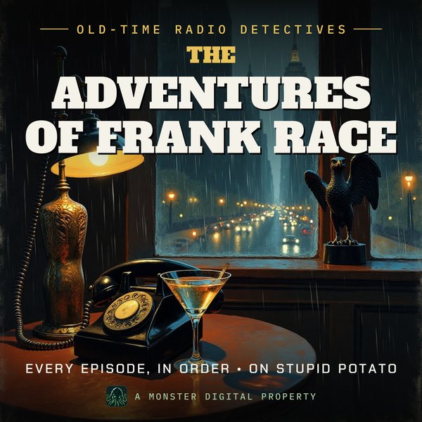 Illustrated cover for The Adventures of Frank Race: the gumshoe scene