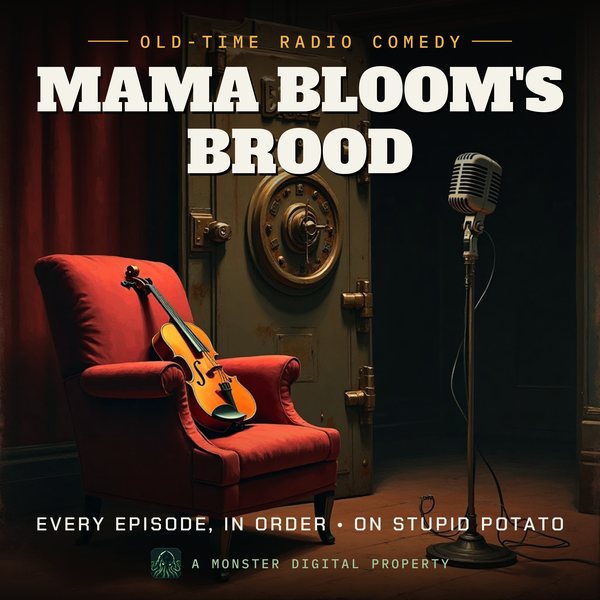 Illustrated cover for Mama Bloom's Brood: the laugh-track scene