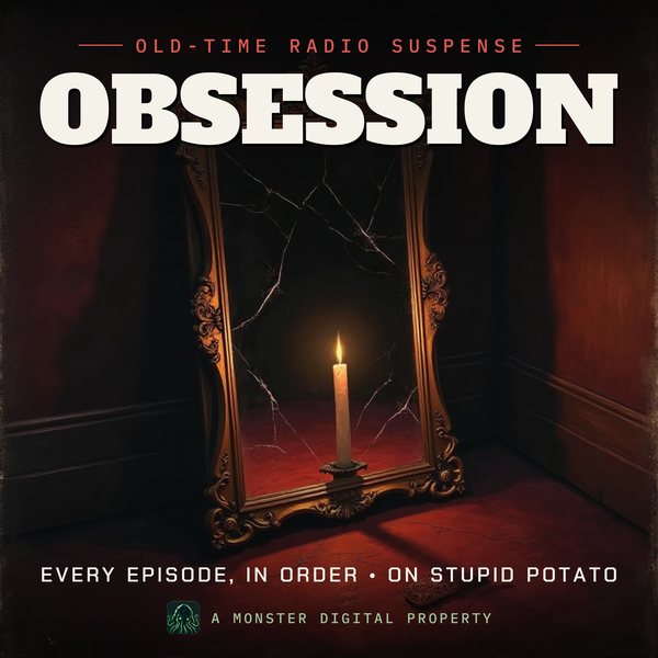 Illustrated cover for Obsession: a cracked mirror in a dark room reflecting a single lit candle