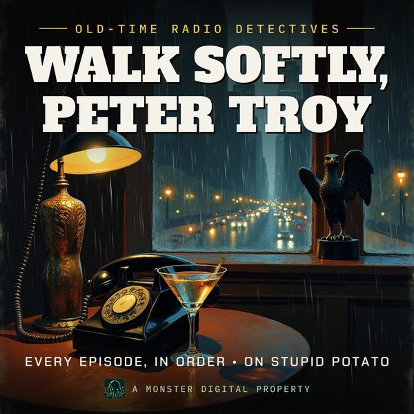 Illustrated cover for Walk Softly, Peter Troy: the gumshoe scene